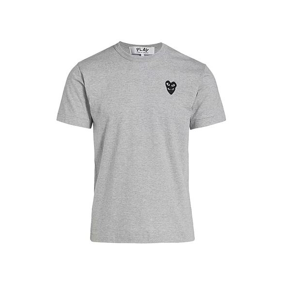 Comme Des Garçons Play Men's Gray Double Heart Logo Short Sleeve T-Shirt Large - Picture 7 of 7